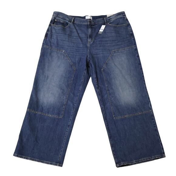 NWT Lane Bryant Painter High Rise Wide Leg Jeans 24 Utility Carpenter Workwear - Picture 1 of 9